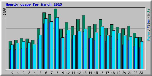 Hourly usage for March 2025