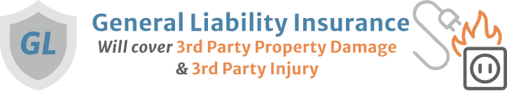 General Liability Insurance will cover 3rd party property damage & 3rd party injury