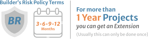 Builders Risk Policy Terms 3 6 9 12 months, for more than 1 year projects you can get an extension