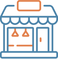 Restaurant storefront insurance icon