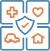 Insurance coverage options for health, auto, home and business