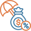 Business insurance coverage and savings icon