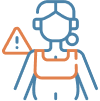 Person with a safety warning icon