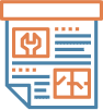 Hardware store document and tools icon