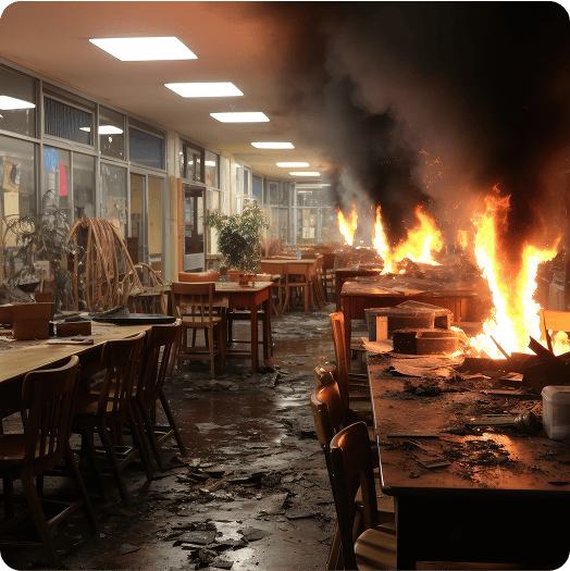 Restaurant fire damage