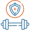 Fitness equipment protected by a shield icon