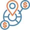 Business location with insurance cost icons