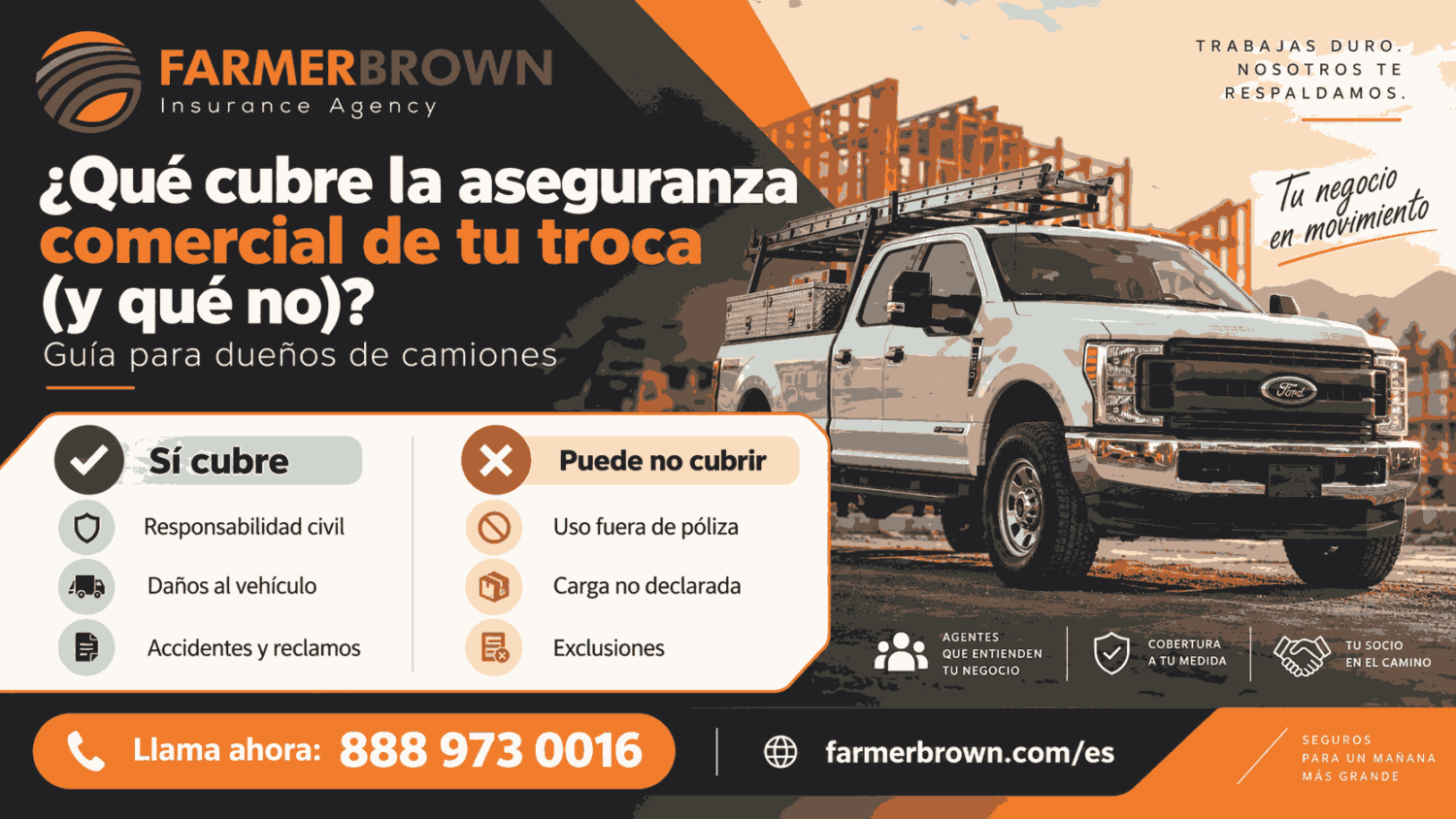Troca de trabajo con lista de qué sí y qué no cubre la aseguranza comercial de tu troca