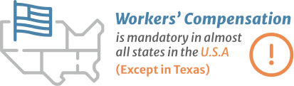 Workers Compensation is mandatory in almost all states in the U.S.A except in texas