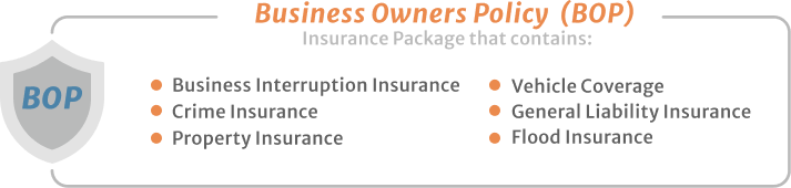 Business Owners Policy contains crime insurance property insurance flood insurance and more