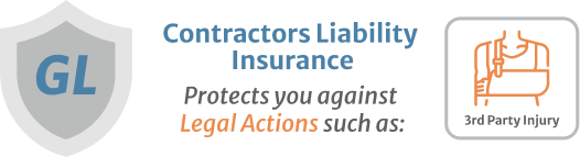 Contractors Liability Insurance Protects you against legal actions such as 3rd party injury