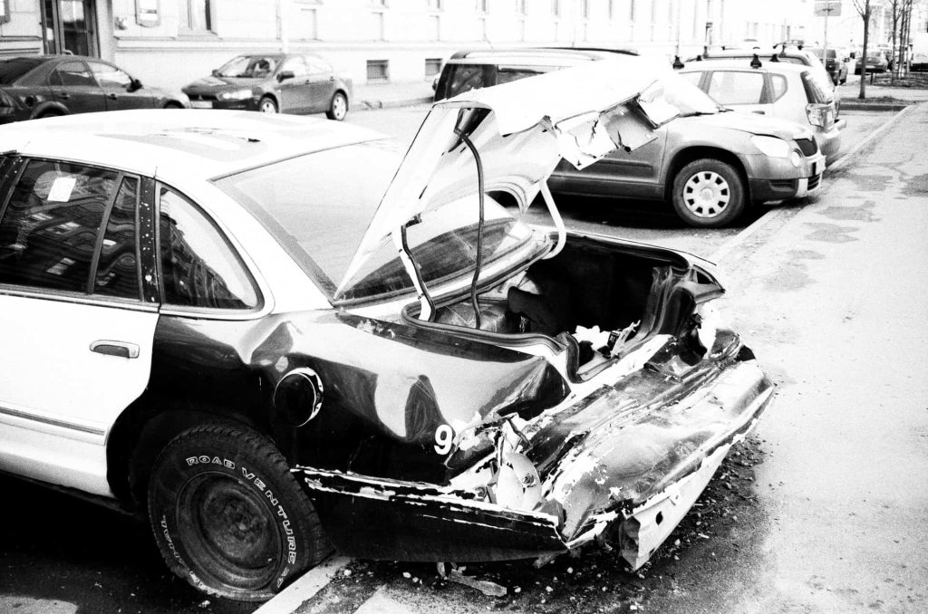 Car crashed in the trunk