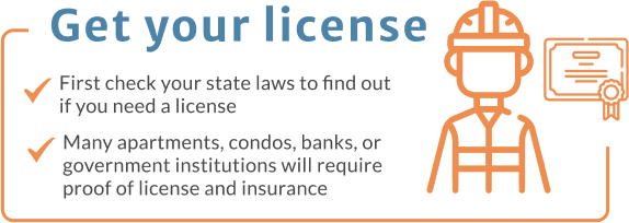 Get your license First check your state laws to find out if you need a license