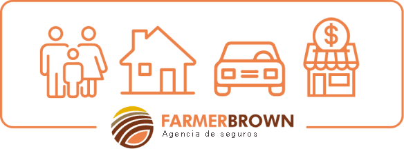 Farmerbrown agencia de seguros orange icons familia, hogar, vehiculos y negocios