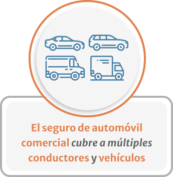 Infografía de la cobertura de automóviles comerciales para varios conductores y vehículos