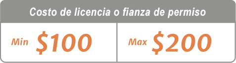 Costo de bono de licencia y permisos entre $100 y $200